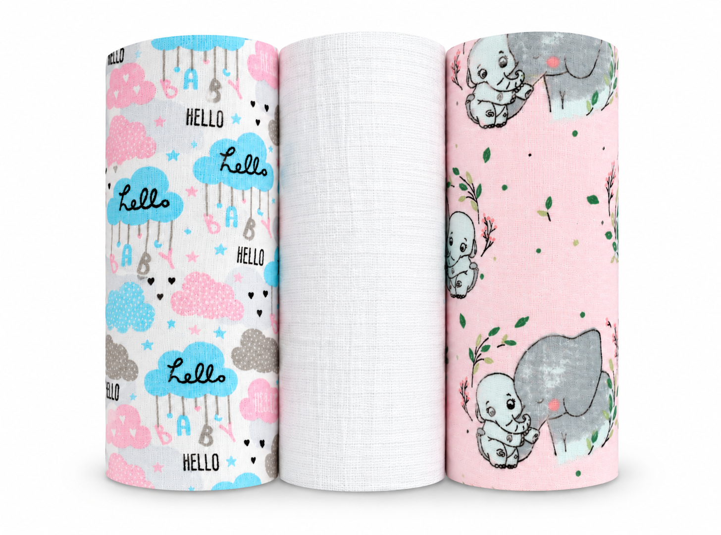 Set od 3 tetra pelene – slonići i oblačići Hello Baby